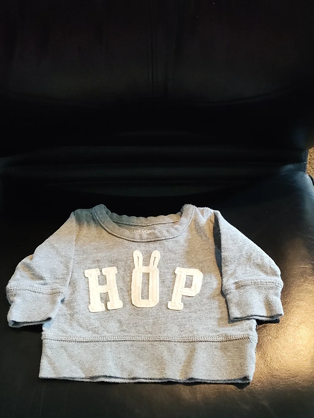 Baby GAP Light Gray Sweatshirt with White 'HOP' Appliqué 3-6 Months